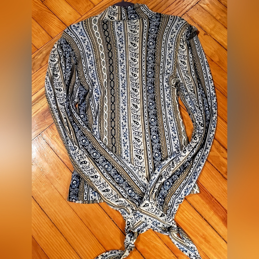 Free People Long Sleeve Mock Neck Shirt